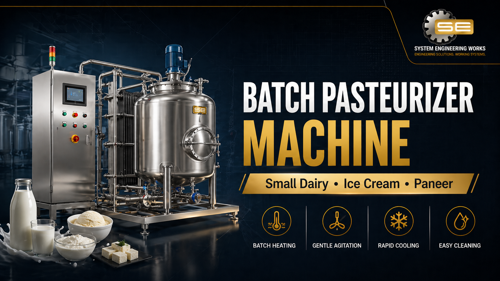 Batch pasteurizer machine for small dairy and ice cream plant
