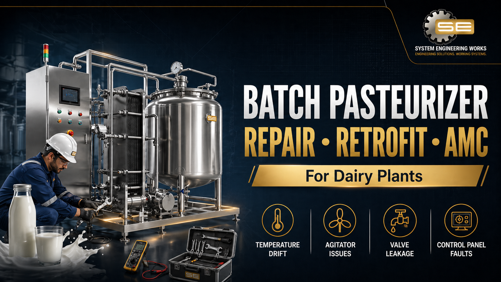 Batch pasteurizer repair retrofit and AMC for dairy plants