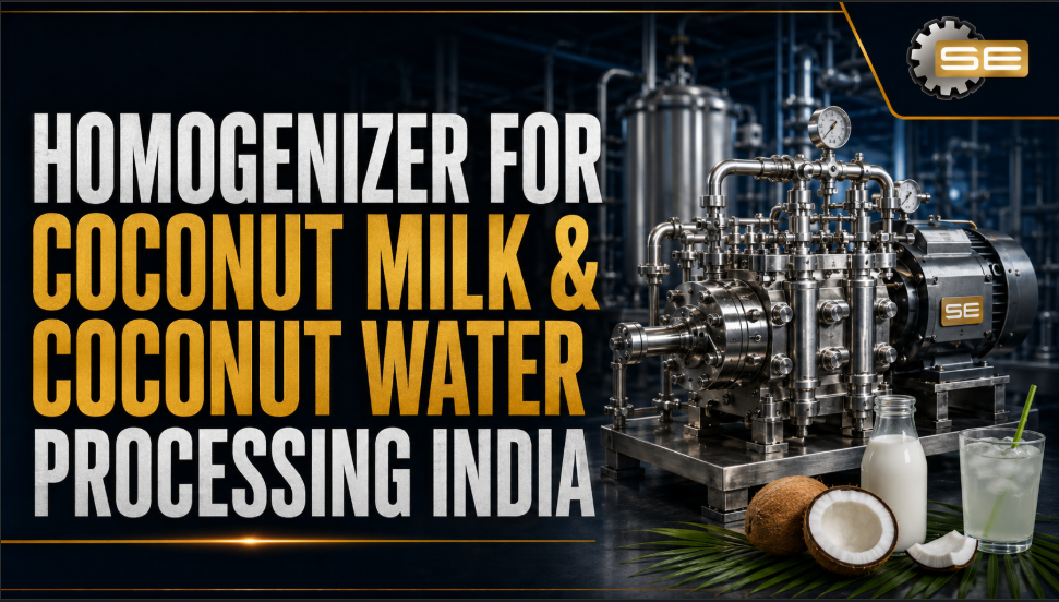 Homogenizer for coconut milk and coconut water processing in India